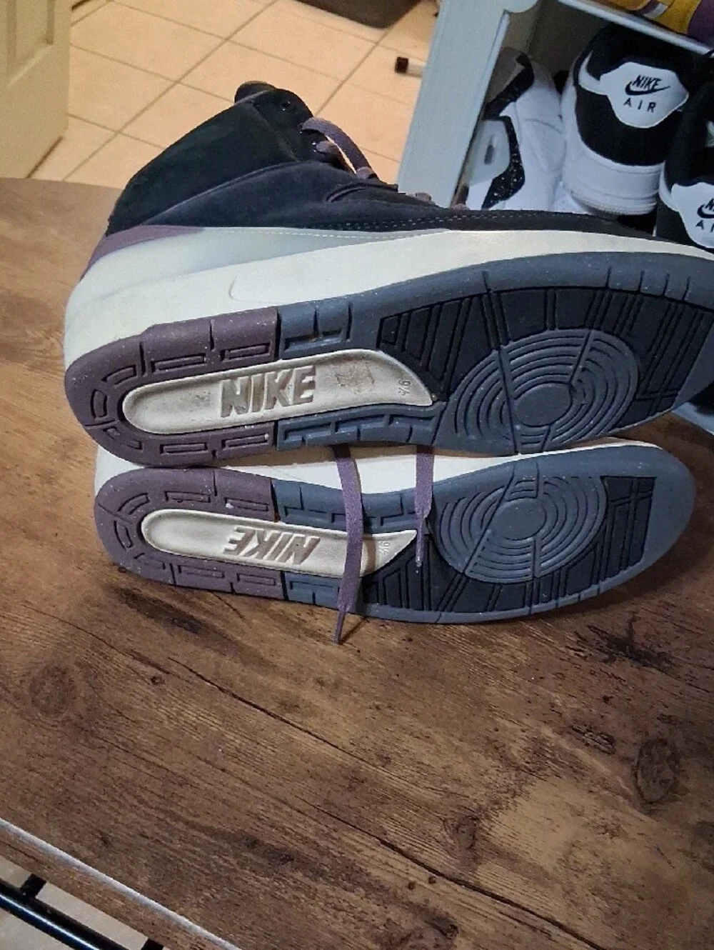 Jordan Men’s High-Top Sneakers in Black and Purple Accents